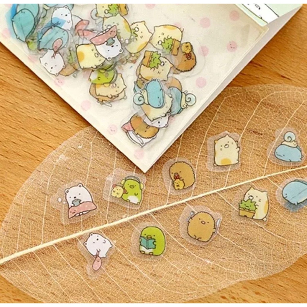 STIKER ISI 80PCS STIKER LUCU MINI SUMIKKO GURASHI SEAL BITS TRANSPARAN CUTE ANTI AIR - BDC