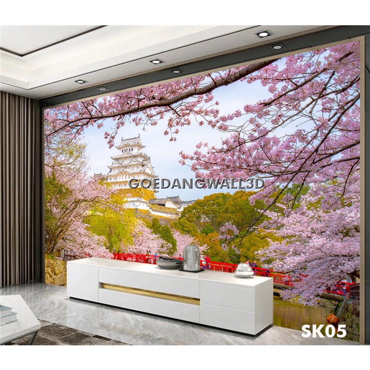 Wallpaper Custom Motif Bunga Sakura Jepang - Wallpaper Dinding bunga 3D- Wallpaper Dinding Murah- Wallpaper Dinding Custom- Wallpaper Pemandangan Alam- WAllpaper Motif Bunga Sakura