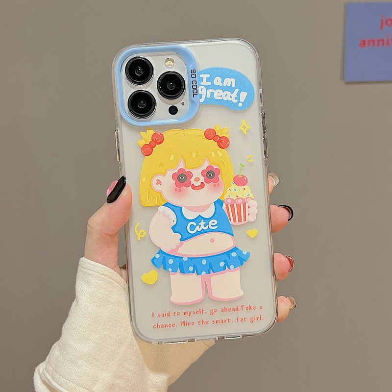 Cute ICE Cream Girl Woman Skin Feel Soft Case HP iP iPhone 12 13 14 Pro Max 11 So Cool FTD Casing Apple