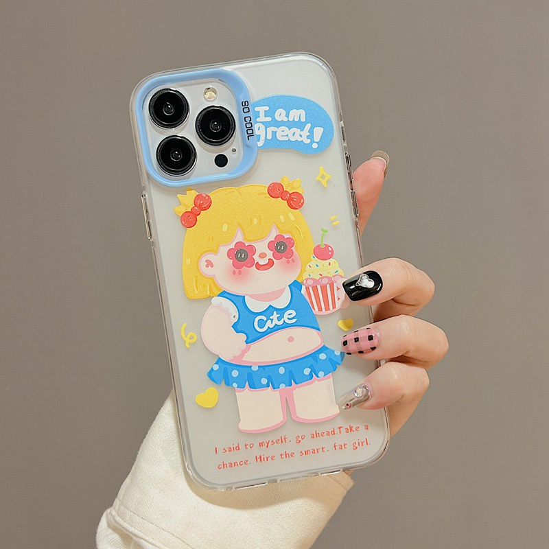 Cute ICE Cream Girl Woman Skin Feel Soft Case HP iP iPhone 12 13 14 Pro Max 11 So Cool FTD Casing Apple