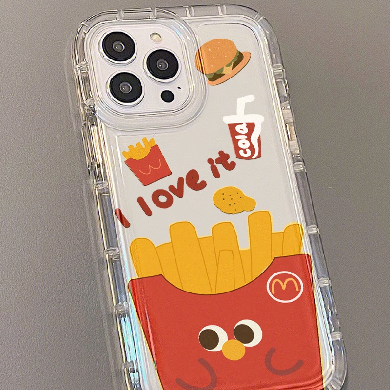 Hamburger Fries Case Untuk Samsung A14 A13 A11 A12 A10 A10S A31 EU A51 A52 A52S A50 A50S A30S A32 A33 A03 A22 A23 A71 A73 A02 A03 S22 S23 Plus Ultra FE Airbag Shockproof Cover