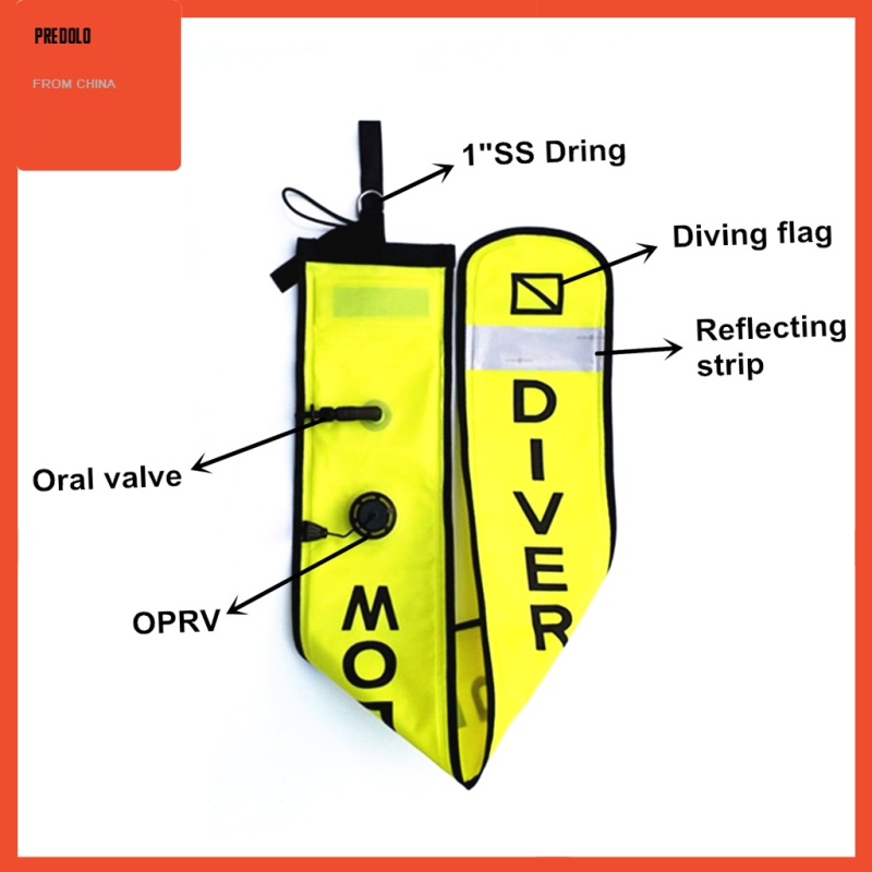 [Predolo] Pelampung Penanda Permukaan SMB Reflektif Tabung Sinyal Sosis Untuk Menyelam Scuba