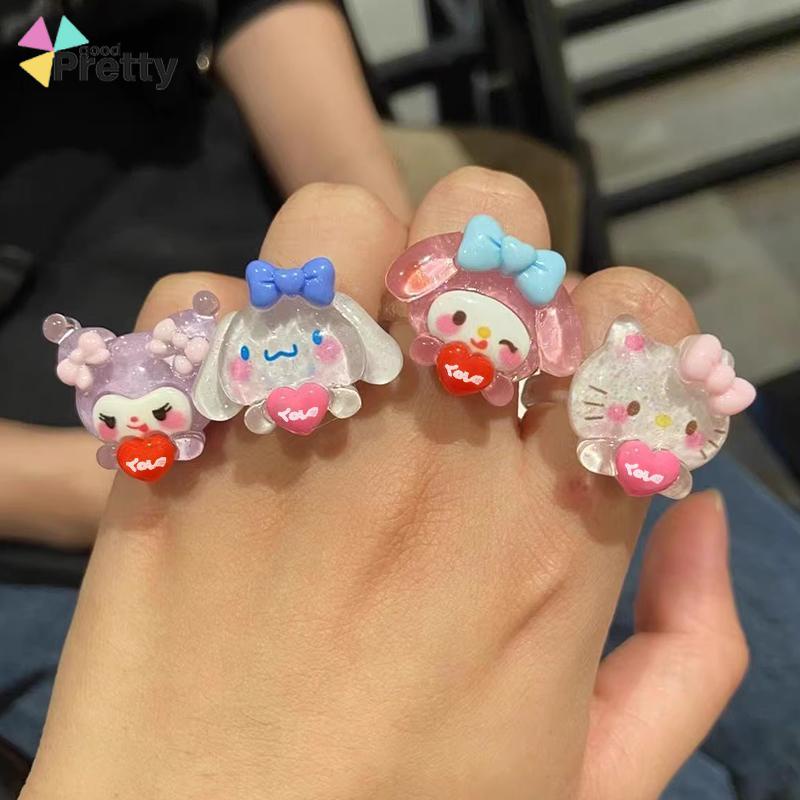 Cincin Couple Plastik Bahan Warna Lucu korea Fashion Sederhana Gaya Untuk Pria Dan Wanita - PD