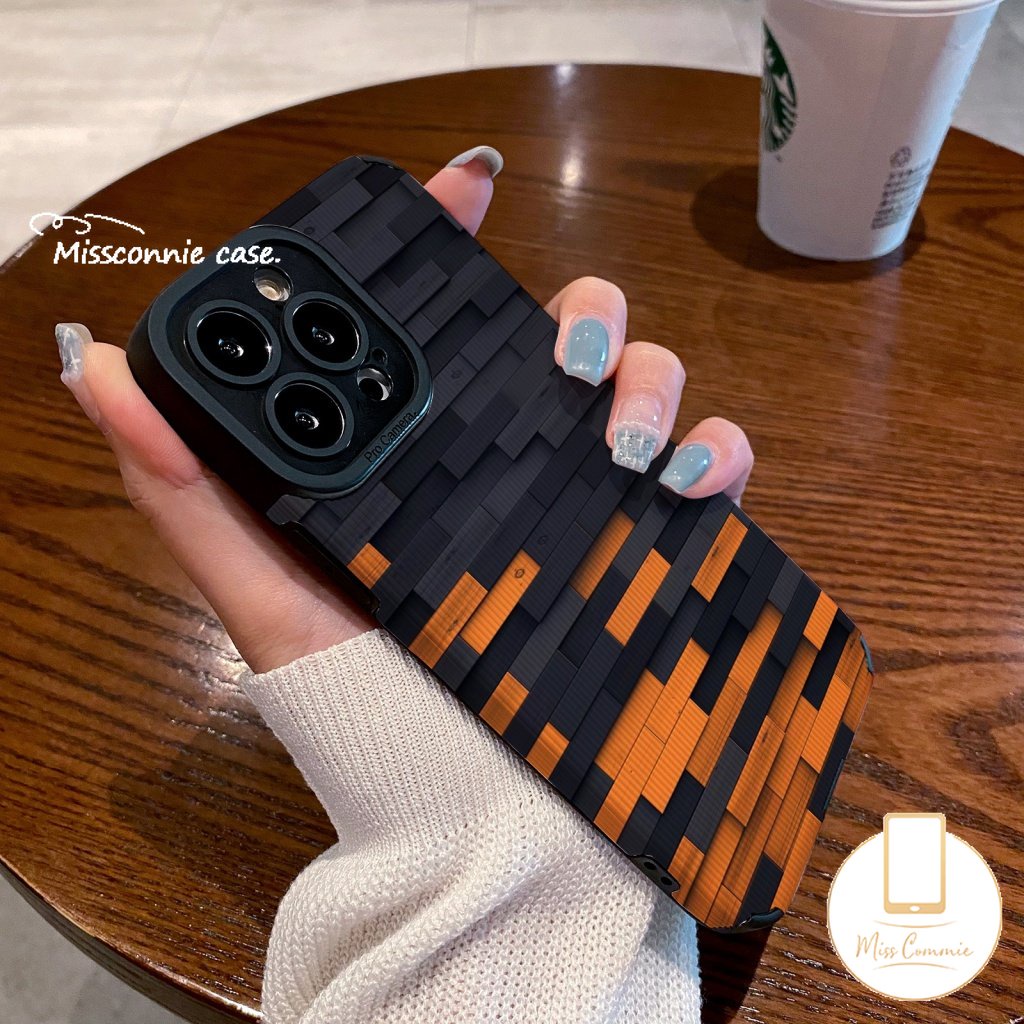 IPHONE Ins Art Pola Tidak Teratur Hitam Grid Case Kompatibel Untuk Iphone11 14 13 12 Pro MAX X XR 7 8 Plus XS MAX Lembut Shockproof Silikon Mewah Tekstur Kulit Cover