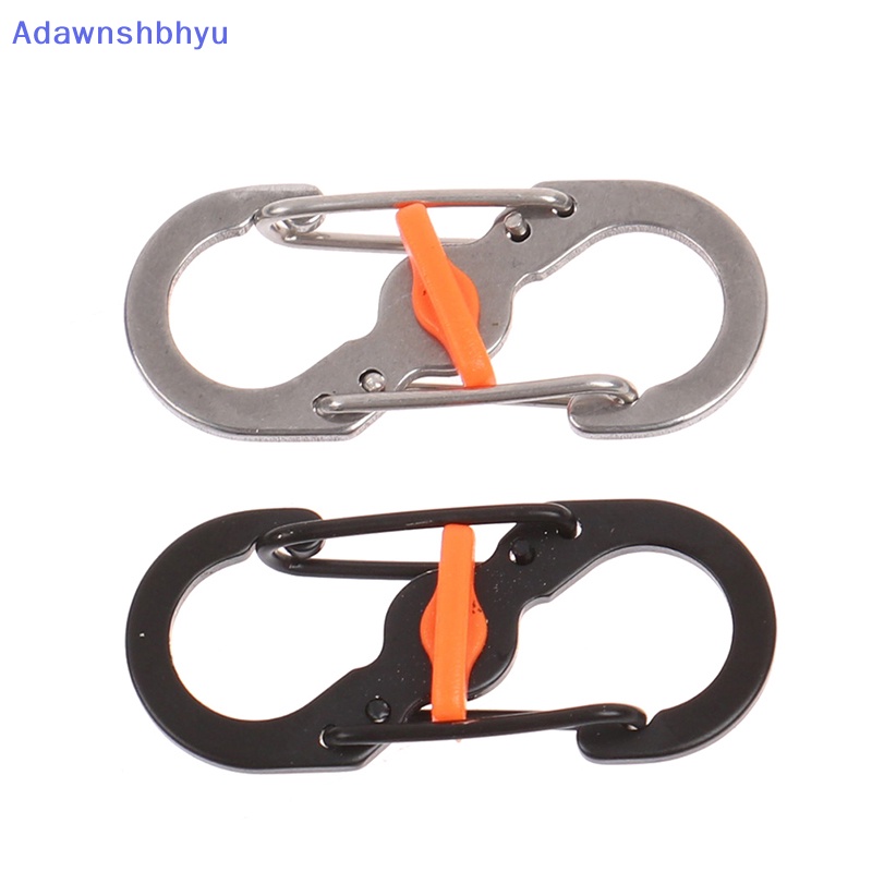 Adhyu Carabiner Tipe S Stainless Steel Dengan Kunci Mini Gantungan Kunci Kait Anti-Pencuri Outdoor Camping Ransel Gesper Key-Lock Tools ID