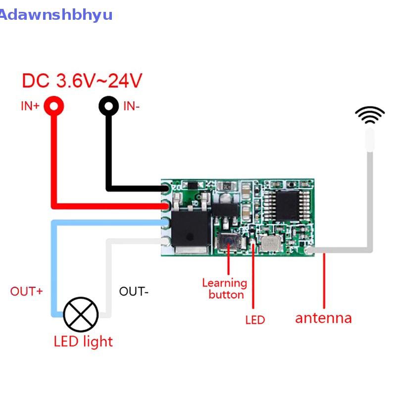 Adhyu 433Mhz 1CH RF relay receiver wireless remote control Saklar Lampu Modul Mikro ID