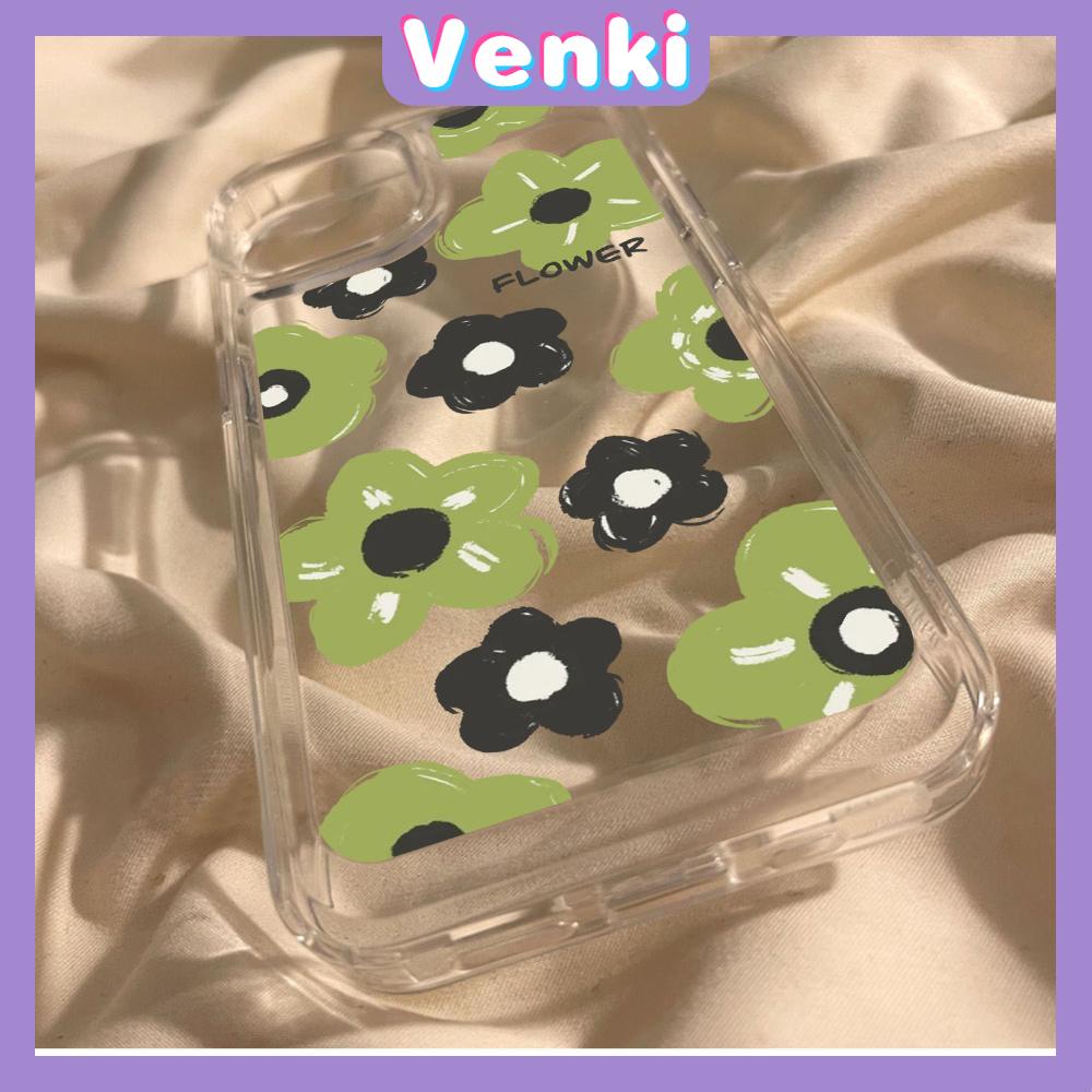 For iPhone 11 iPhone Case Clear Big Hole Space Case TPU Soft Case Shockproof Protection Camera Cute Green Flower Compatible with iPhone 14 13 Pro max 12 Pro Max 11 xr xs max 7 8