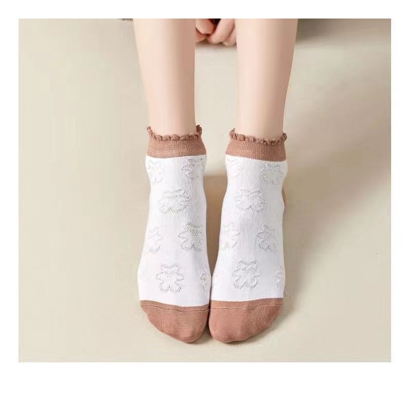 SS Kaos Kaki Pendek Wanita Kode 6773 Motif Beruang Cokleat Kaoskaki Pendek Semata Kaki Motif Cute Bear  Ankle Socks Korean Model Simple Importt