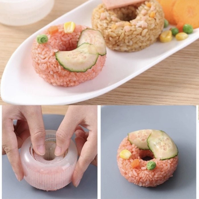 KH Cetakan Nasi Bento Bentuk Donat Bulat Onigiri Sushi Kreatif Anti Lengket Riceball bola nasi