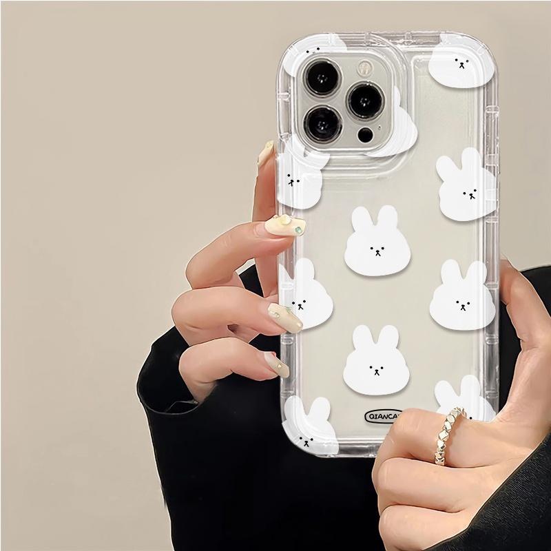 IPHONE Soft Phone Case Kompatibel Untuk Iphone14 13 11 12 Pro XS Max X Xr7 +8 Plus Kelinci Lucu Casing Transparan TPU Silikon Shockproof Cover