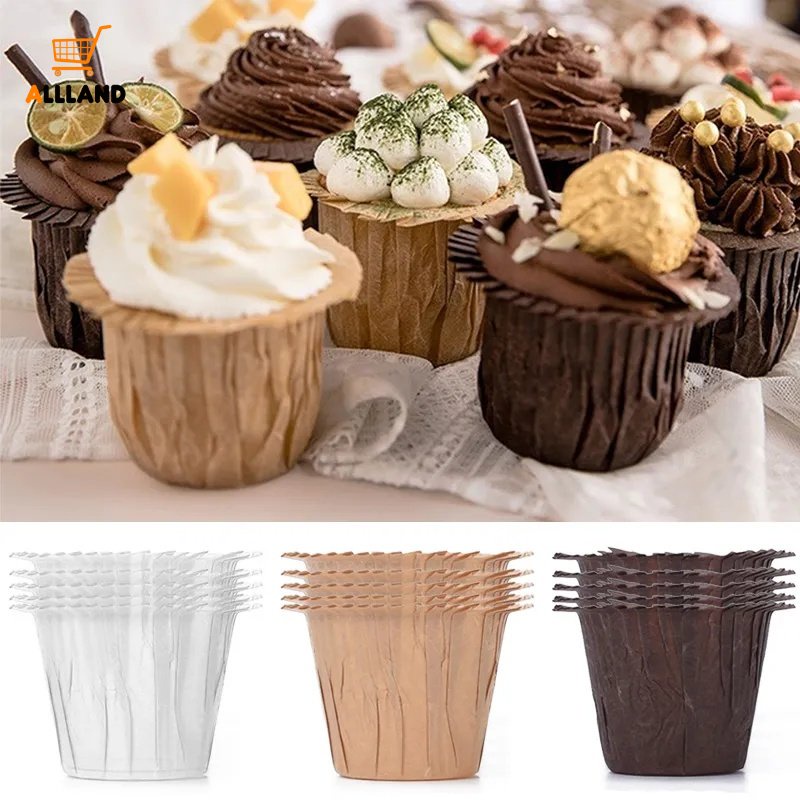 30pcs/set Top Hat Bentuk Cupcake Paper Cups/Tray Kue Muffin Manset Tahan Suhu Tinggi Tahan Minyak