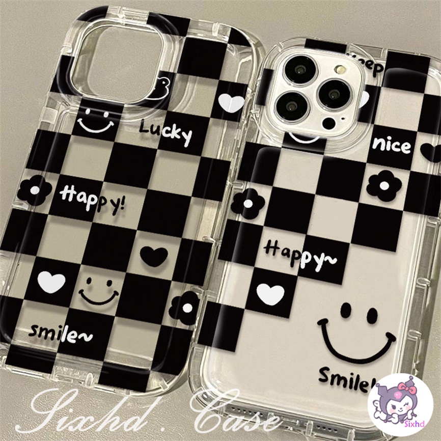 Untuk Samsung A04s A14 A13 A12 A23 A03 A22 A50 A50s A30s A32 A11 A54 A51 A52 A52s A72 M11 M22 M32 Simple Cek Smile Couple AirBag Case TPU Lembut Shockproof Pelindung Cover XJJJJ