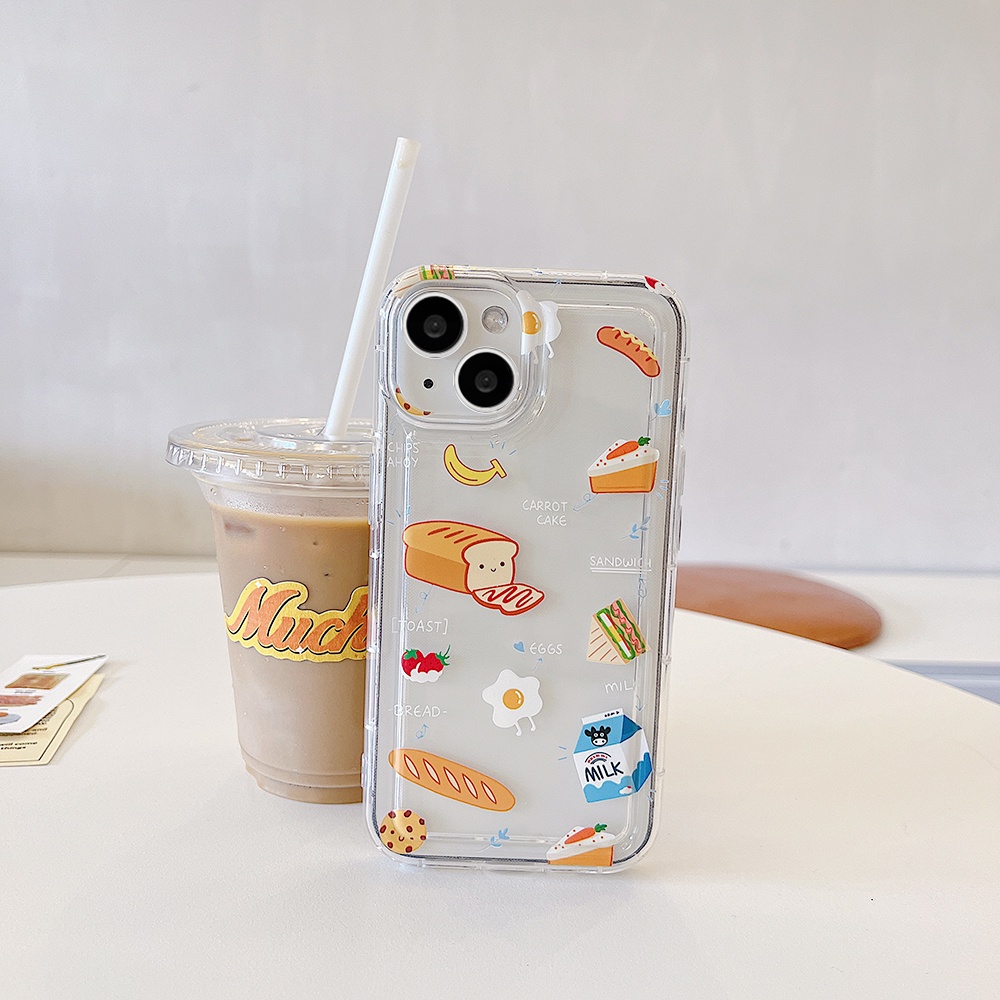 American Breakfast Food IPhone Case Kompatibel Untuk Iphone11 14 Pro Max 13 Pro Max12 IPhone X XS XR 7 8 Plus Ultra Hybrid Lembut TPU Back Phone Cover