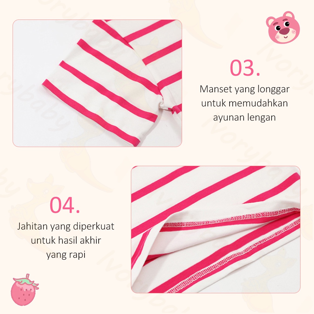 Ivorybaby Pinky bear T-shirt Kaos anak perempuan katun Baju anak cewek