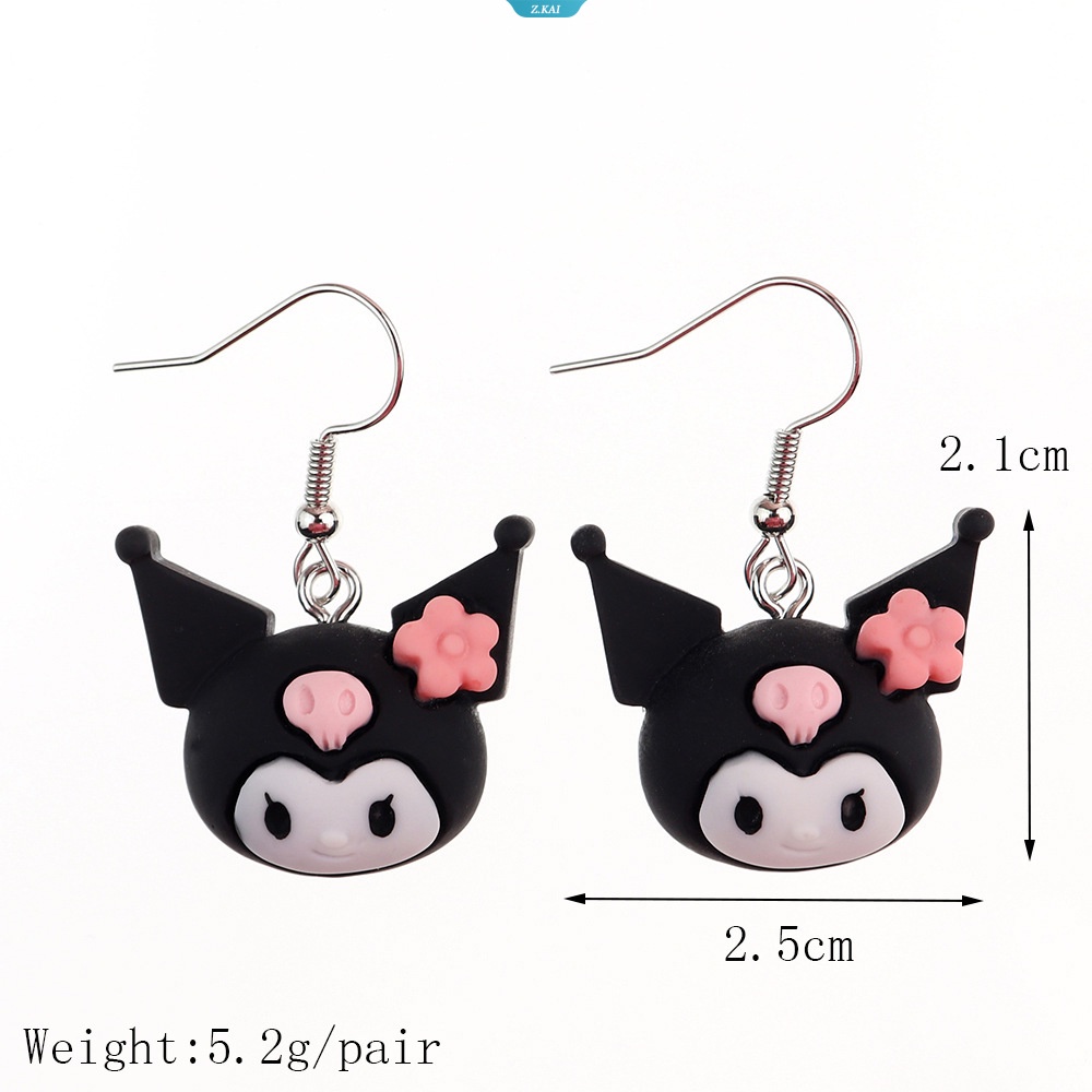 Kawaii Sanrio Earrings Cute Kuromi My Melody Anime Acrylic Pendant Earrings Mainan Untuk Hadiah Gadis [ZK]