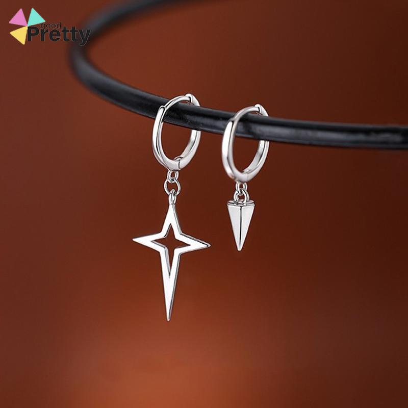 Anting Salib Bintang Asimetris Anting Keren Geometri Kerucut Hip hop Telinga Stud - PD