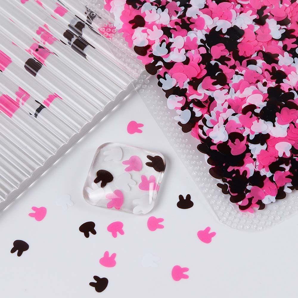 Needway Bintang Kuku Payet Wanita Hitam Pink Cinta Hati Kupu-Kupu Kelinci Nail Art Patchs Nail Glitter Flakes