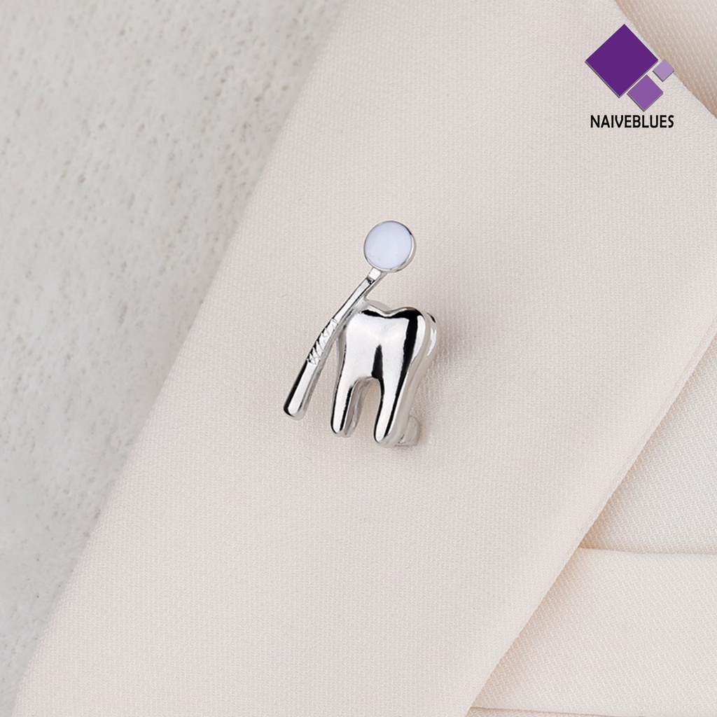 &lt; Naiveblues &gt; Lencana Bros Warna Emas/Perak Seri Gigi Lucu Pin Alloy Dekorasi Elegan Gigi Kesehatan Mulut