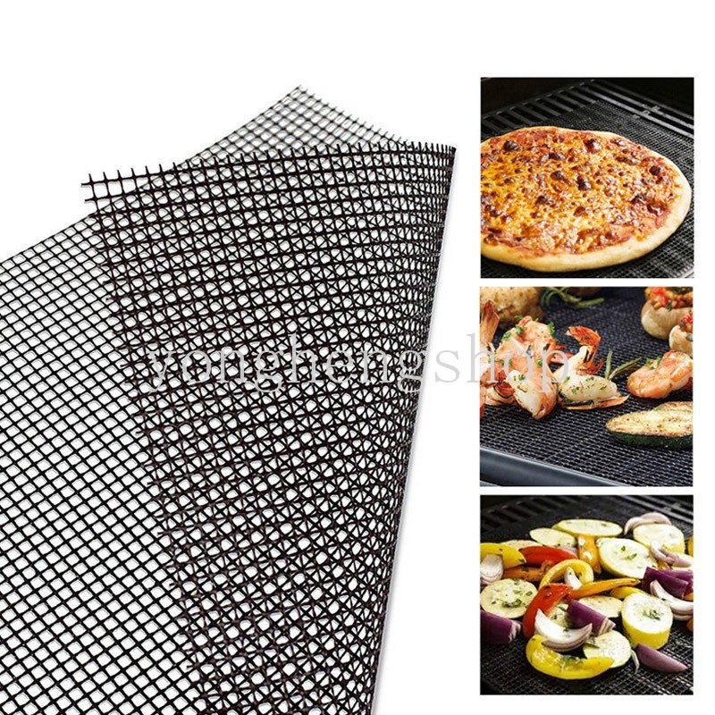 Non-stick Barbekyu Mesh Mat Reusable Tahan Panas BBQ Baking Net Pad Liner Outdoor Camping Memanggang Tikar Aksesoris Dapur