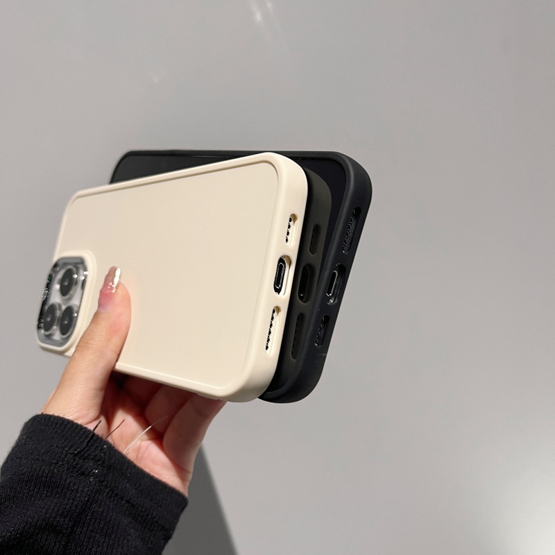 Electroplated Lens Frame Silicone Soft Case IPhone 6S Plus 7 8 14 Plus 7+ 8+ XR XS Max 11 12 13 14 Pro Max SE 2020 Women's Gift Gray Blue Pretty Phone Case