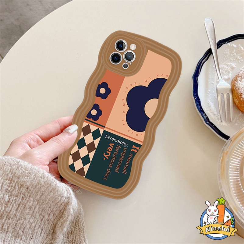 IPHONE Casing Kompatibel Untuk Iphone14 13 12 11 Pro Max X Xr Xs Max8 7 6 6s Plus SE 2020 Kualitas Tinggi Vintage Bunga Gelombang Tepi Casing Ponsel Cakupan Penuh Perlindungan Lensa Shockproof Case