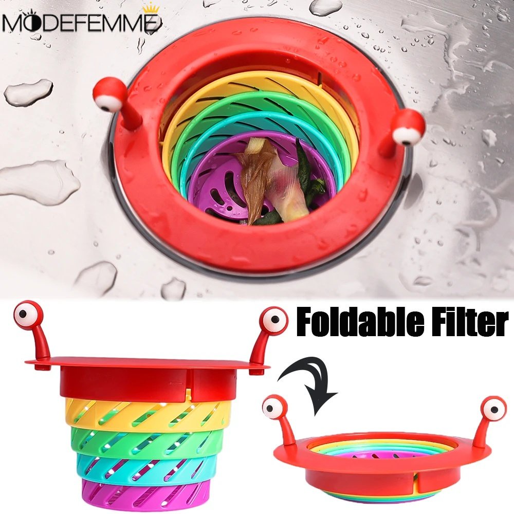 Rainbow Little Monster Drain Filter Wash Basin Floor Hair Fur Catcher Anti Bau Anti Sumbat Serba Serbi Trapper Retractable Wastafel Saringan Sisa Makanan