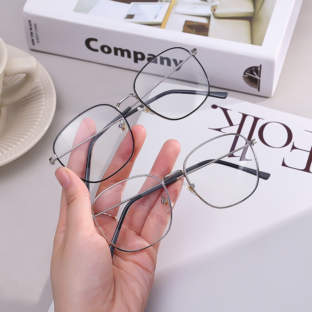 [Hot Sale] Wanita Blocking Gaming INS Style Metal Kacamata Baca Serbaguna Cahaya Biru Ringan Anti Silau Sinar UV Kacamata Fashion Anti Mata Eyetrain Pria Berbentuk Kotak
