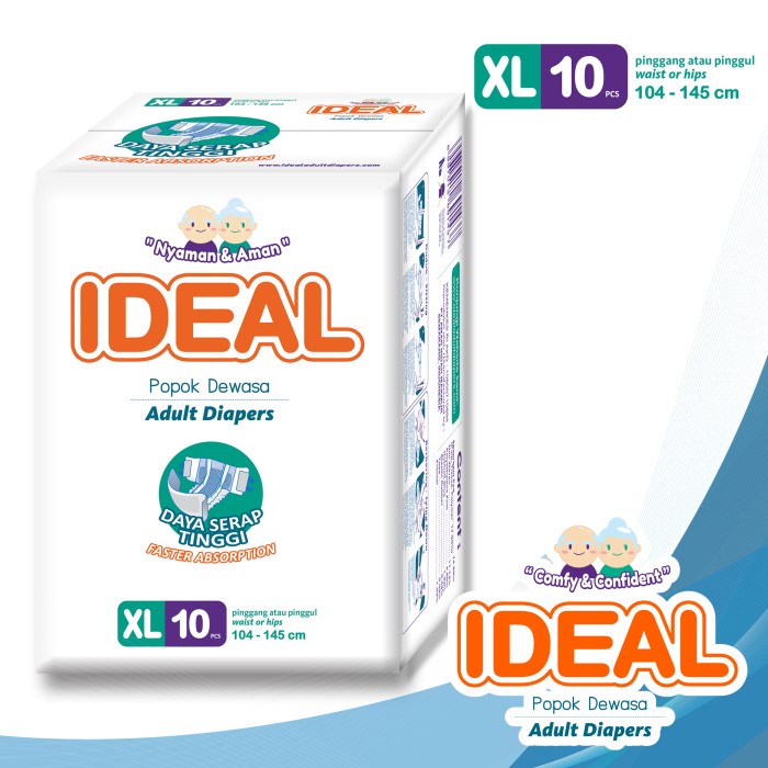 Popok Perekat Dewasa M10 L10 XL10 / Ideal Popok Dewasa Day