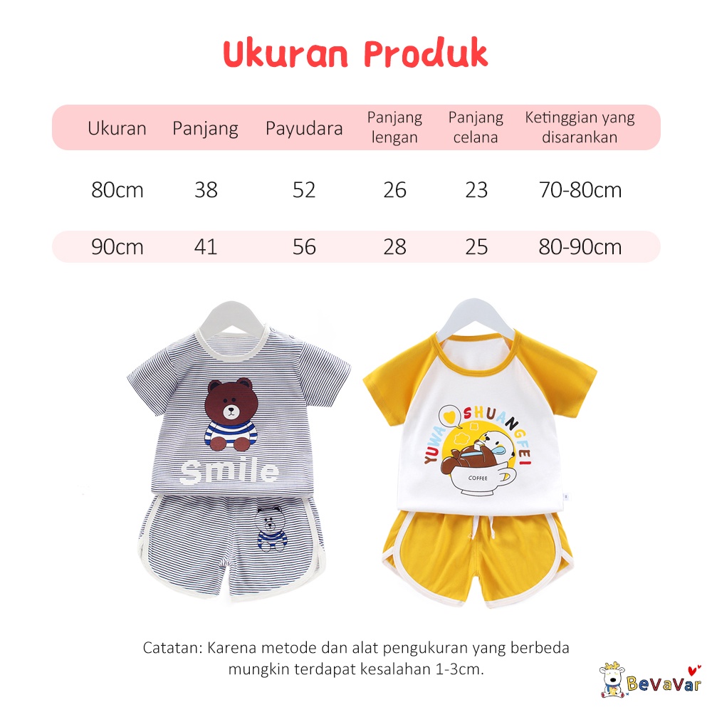 BEVAVAR Setelan Anak Import Motif Karakter Baju Bayi Set /Stelan Baju Anak