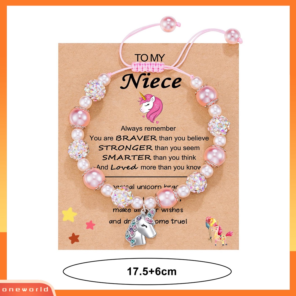 [ONE] Gelang Manik-Manik Kartun Panjang Adjustable Wanita Bangle Dengan Liontin Berkilau Perhiasan Berlian Imitasi Untuk Gadis Wanita