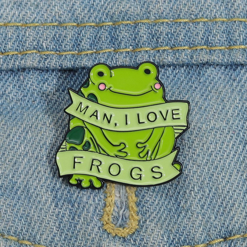 Man I Love Frogs Enamel Pin MILF Lucu Bros Kerah Lencana Kartun Hewan Perhiasan Hadiah Untuk Anak-Anak Teman