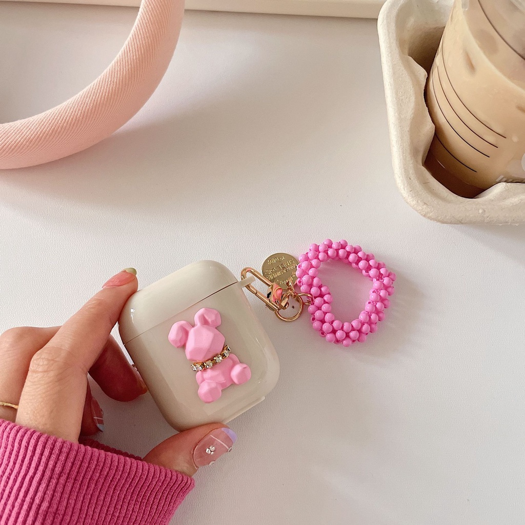 Casing Headphone Lucu Untuk Apple Airpods3Cover Pelindung DIY Untuk Airpods1 2airpods Pro 2nd Cases Dengan Gantungan Kunci