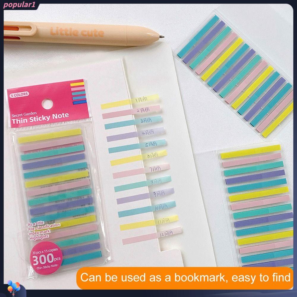 Populer 5Bag Sticky Notes Colorful Stationery Tab Strip Perlengkapan Kantor Label Titik Kunci Paster Stiker