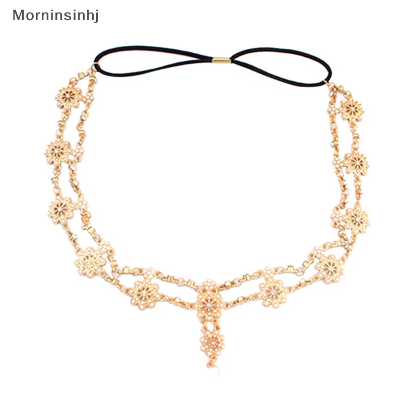 Mornin Wanita Fashion Mutiara Berlian Imitasi Kepala Rantai Perhiasan Headband Head Piece Hair Band id