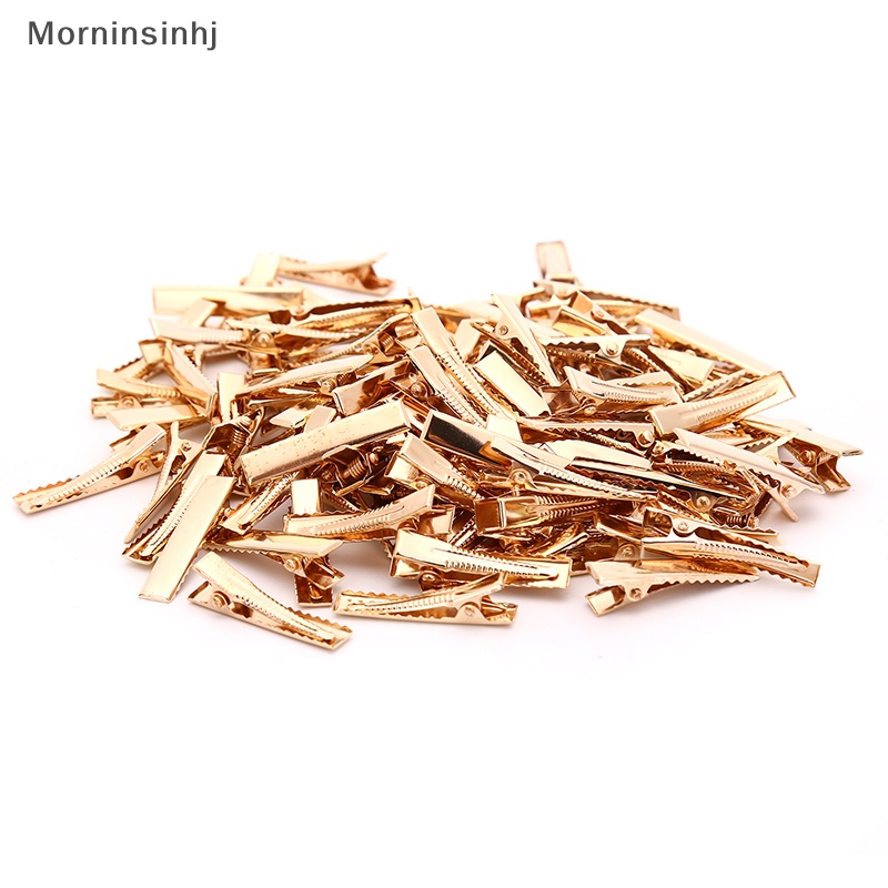 Mornin 100pcs KC Gold Metal Alligator Jepit Rambut Pin Flat Top Dengan Gigi Untuk DIY Hairp id