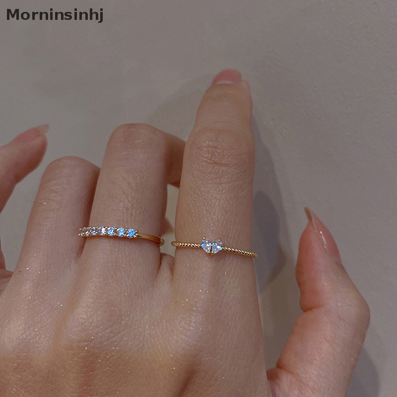 Mornin Fashion Kristal Hati Pernikahan Band Rings Untuk Wanita Pertunangan Warna Emas Perempuan Cincin Halus Pesta Jewerly id