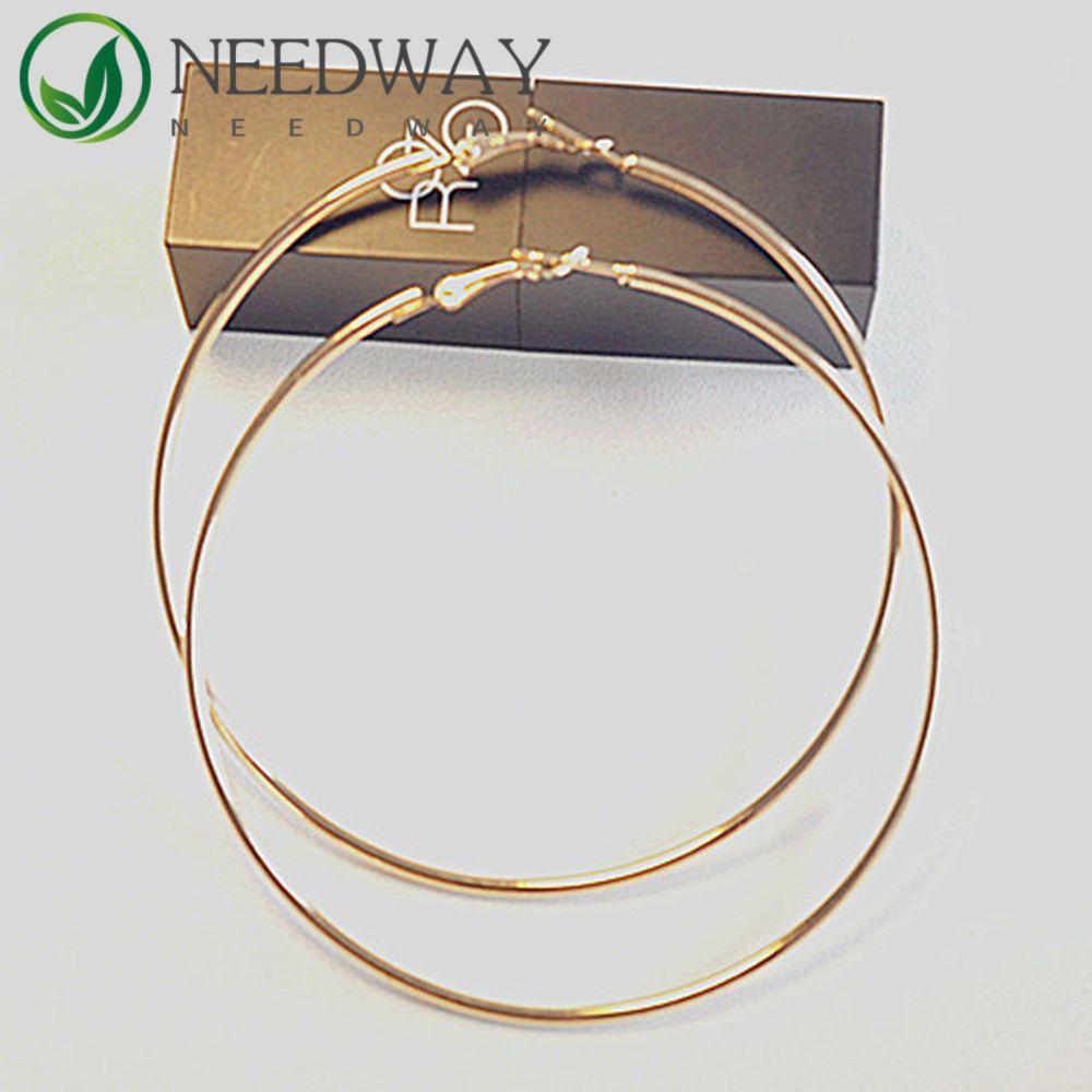 Needway   Anting Besar Hoops Fashion Logam Cewek Tipis Halus