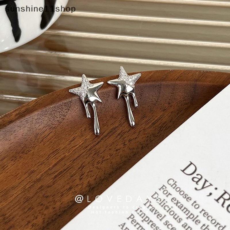 Sho Fashion Anting Stud Zircon Lava Bintang Desain Trendi Temperamen Korea Anting Kepribadian Sederhana Untuk Perhiasan Wanita N