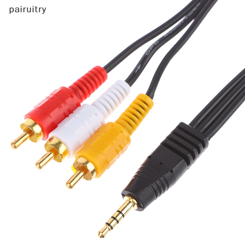 Prt 3.5mm Male Jack Plug Stereo To 3kabel RCA Kualitas Tinggi Audio Video AV Konektor Kabel Headphone Aux Adapter Cord Audio PRT