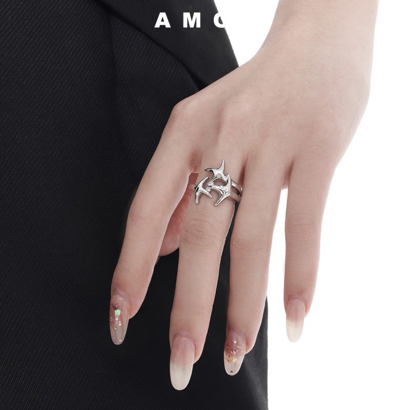 Cincin Terbuka Berlian Bintang Y2K Untuk Wanita Dengan Desain adjustable Dan fashion