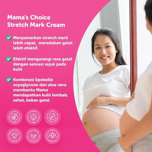 Mama's Choice Stretch Mark Cream (Krim Penghilang Strechmark Aman untuk Ibu Hamil dan Menyusui)