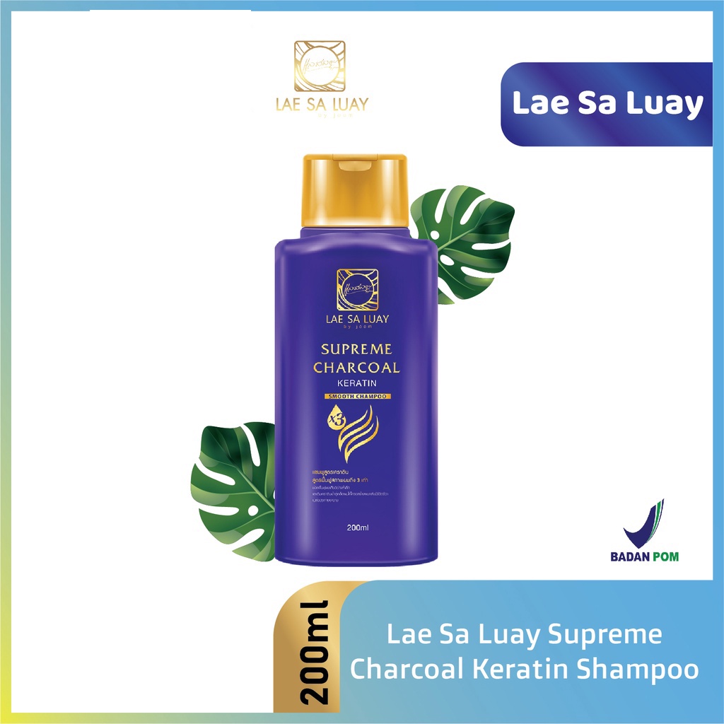 Lae Sa Luay Supreme Charcoal Smooth Shampoo Kondisioner Menguatkan Akar Rambut Bebas Ketombe Sehat dan Lembut