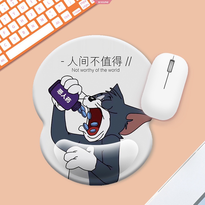 Tom and Jerry Keyboard Mouse Laptop Wristband Mouse Pad Dengan Pergelangan Tangan Melindungi Notebook Perlindungan Lingkungan EVA Wristband Komputer Mouse Pad [ZXL]