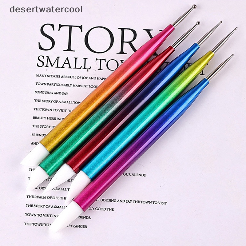 Deid 5Pcs Dual Ended Dotg Pen Rhinestone Picker Lilin Pensil Nail Art Alat Manicure Martijn