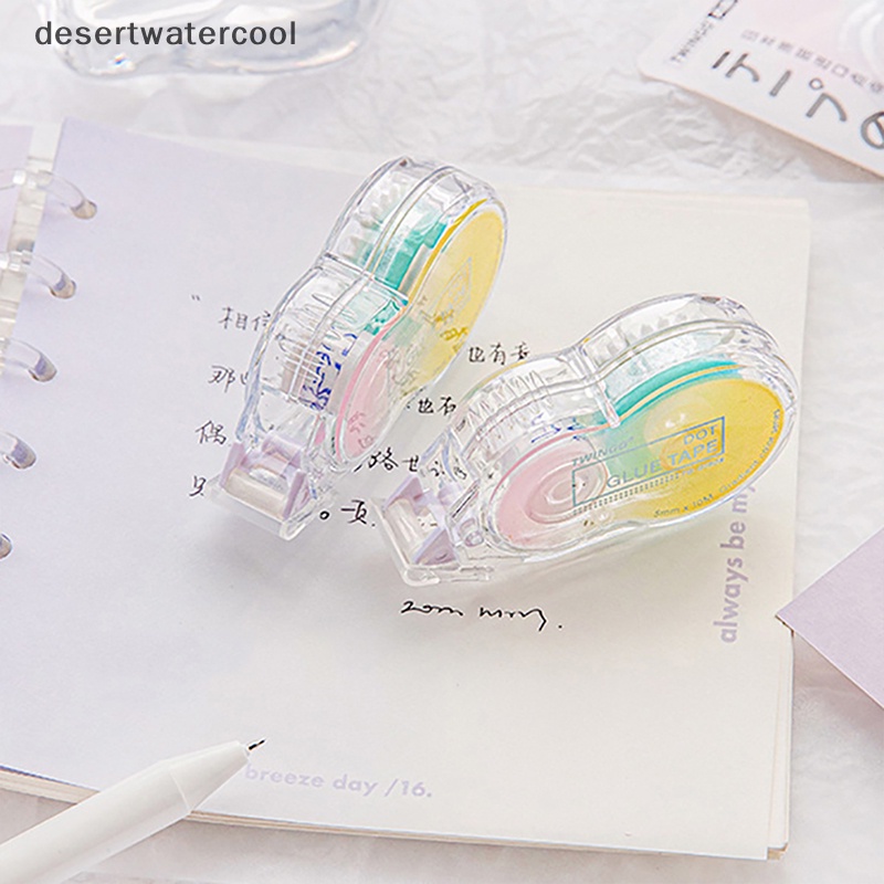 Deid 32.8ft Perekat Dua Sisi Dot Lem Tape Dispenser Koreksi Roller Stationer Martijn