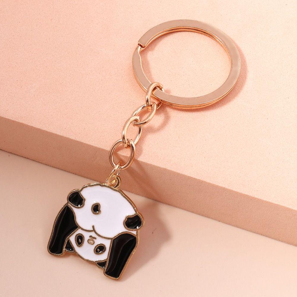 【 ELEGANT 】 Panda Gantungan Kunci Mobil Kreatif Untuk Wanita Pria Car Key Holder Perhiasan Telepon Pesona Ransel Liontin Gantung Dekorasi Gantungan Kunci Hewan