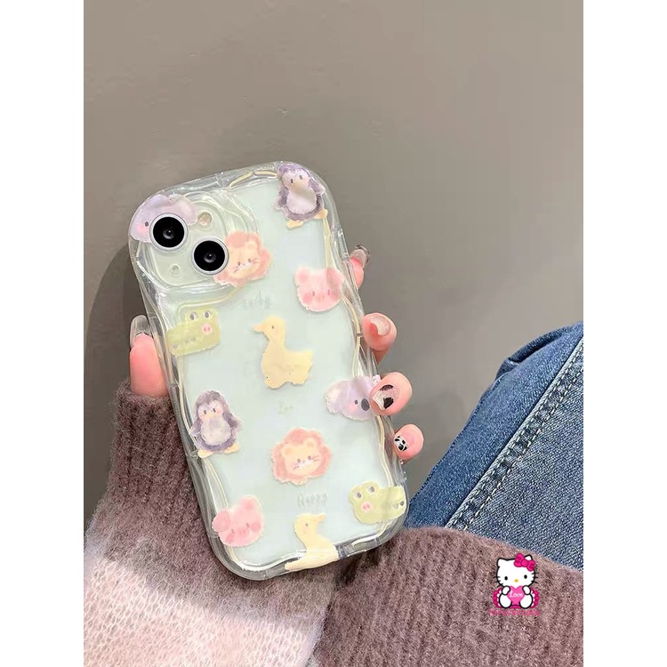 3d Wavy Curved Edge Cute Bear Case Untuk Realme C53 C55 C35 C25Y C20 C33 C31 C21Y C12 C21 C25 C20A C11 C25s C30 C15 C3 C17 9i 5i 6i 5s 5 7i Friendly Penutup Kepala Keluarga Animal