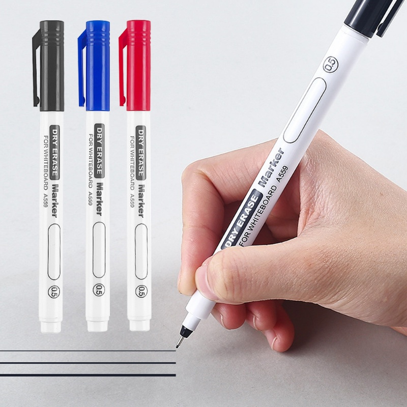 0.5 /0.7 /1mm Praktis Sangat Halus Tip Dry Erase Marker Pen/Pena Penanda Papan Tulis Dihapus Perlengkapan Sekolah Kantor Stationary Siswa