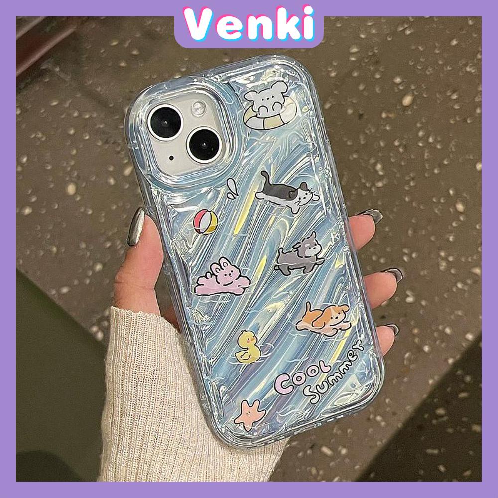 VENKI - Untuk iPhone 11 iPhone Case Laser Reflektif Bening Phone Case TPU Soft Shockproof Airbag Phone Case Hewan Kartun Lucu Kompatibel dengan iPhone 14 13 Pro max 12 Pro Max XR