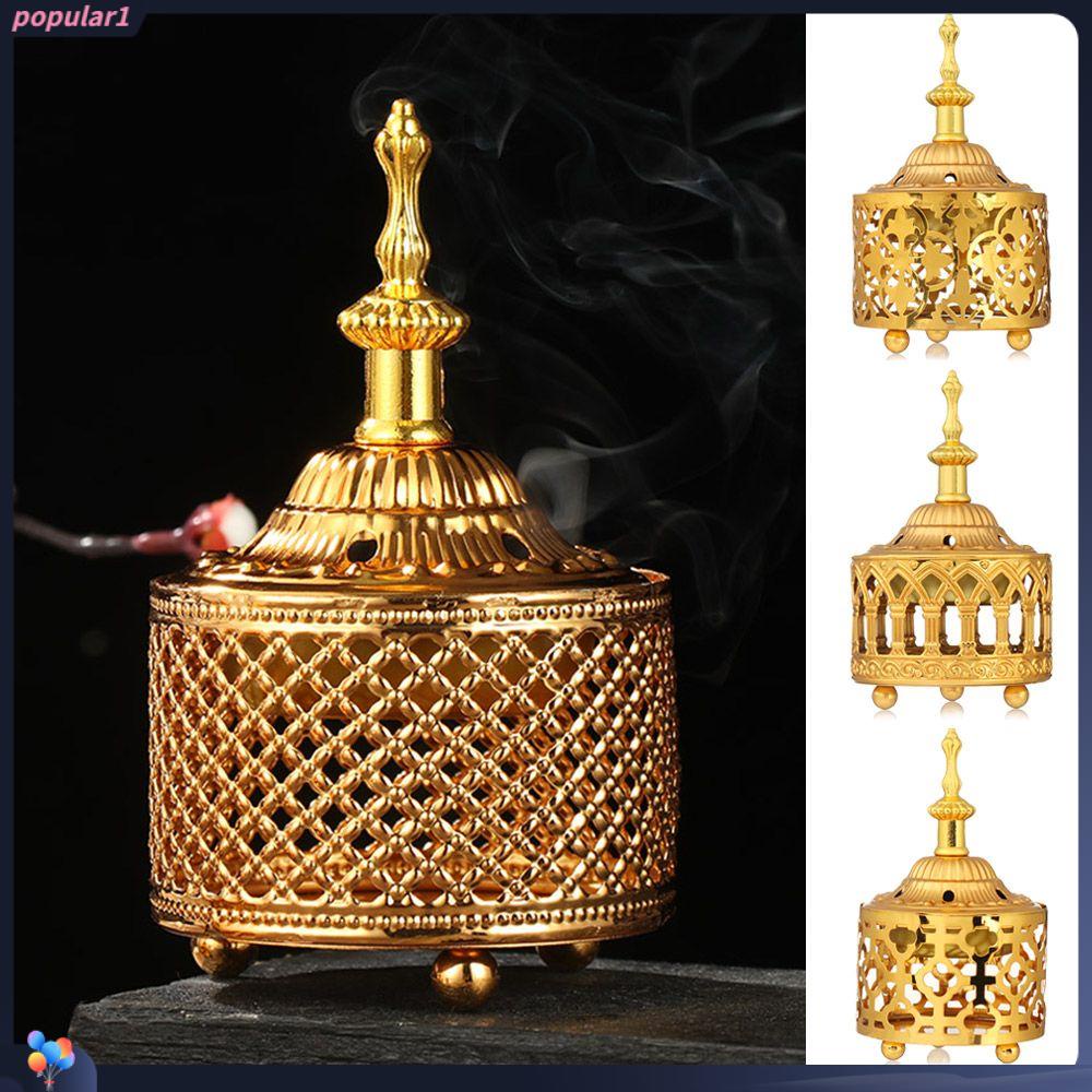 Populer Pembakar Dupa Logam Mewah Berongga Buddhisme Gaya Arab Golden Aromaterapi Tungku Tempat Dupa